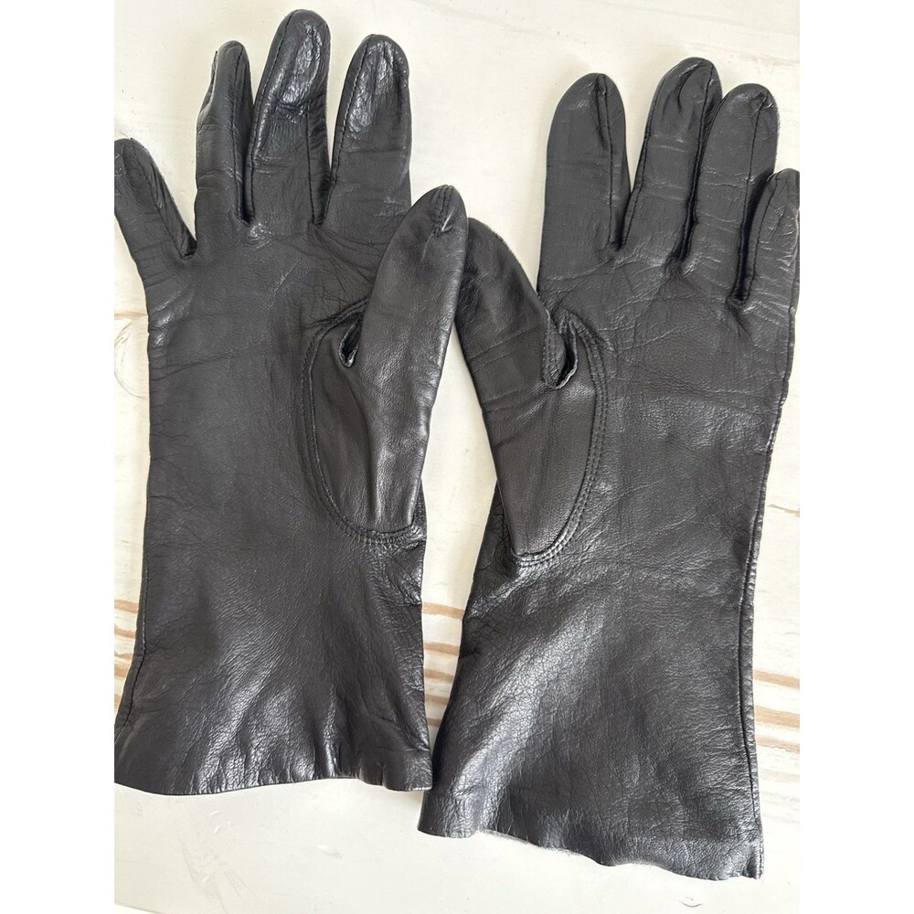 Manor Women’s Black Leather Long Gloves Size S Classic Winter Dress Glovesю